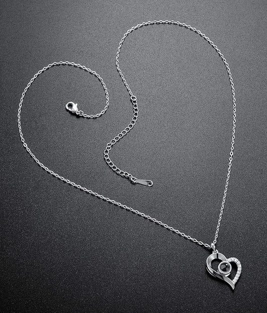 100 Languages I love you Necklace with Flower Valentine Box - Otloubnow