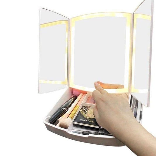 Foldable mirror with makeup storage - Otloubnow