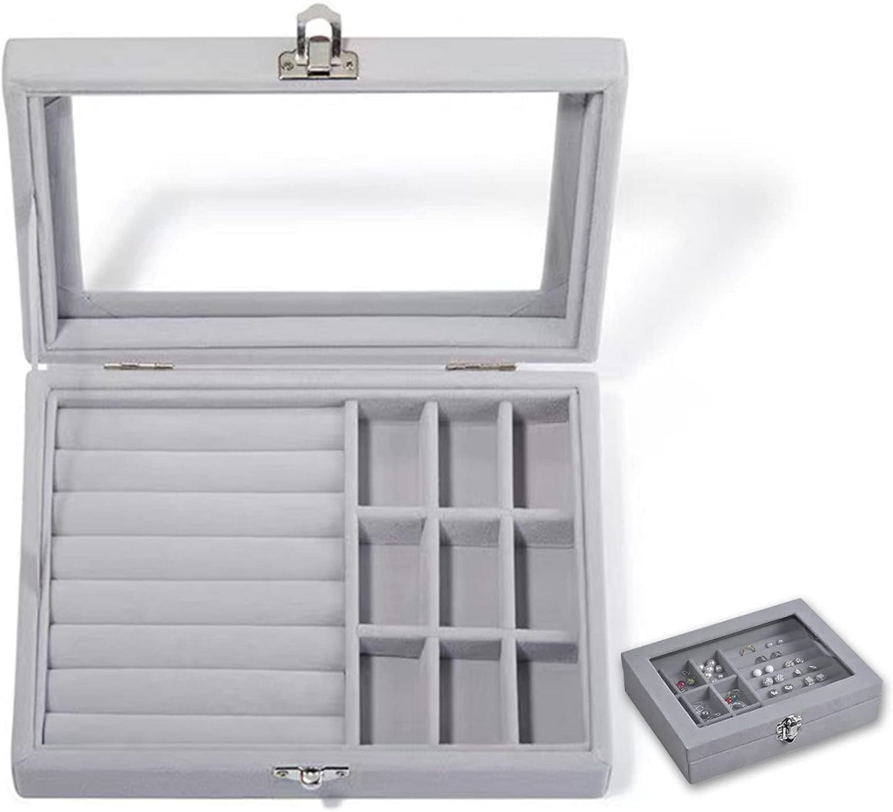 Grey Velvet Jewelry storage Organizer - Otloubnow