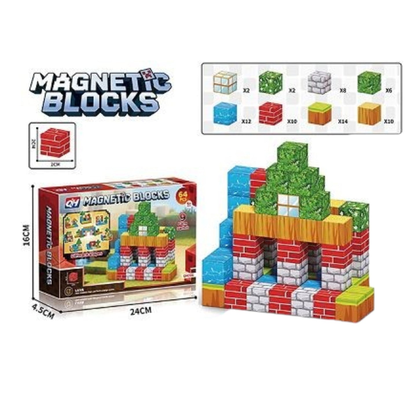 Magnetic blocks building set - 64 pcs - Otloubnow