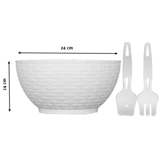 Plastic salad bowl with spoon and fork - Otloubnow