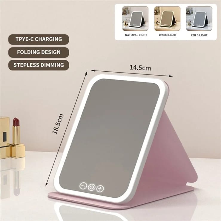 Portable mirror with LED lights - Otloubnow