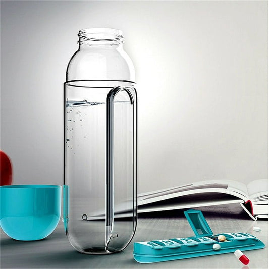 Water bottle with pills organizer - Otloubnow