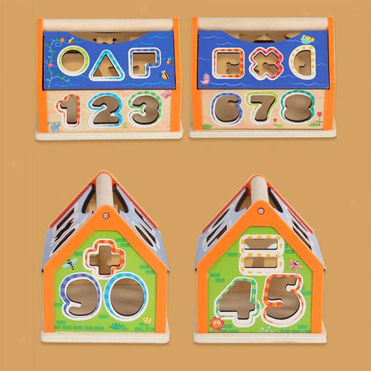 Wooden house sorting game - Otloubnow