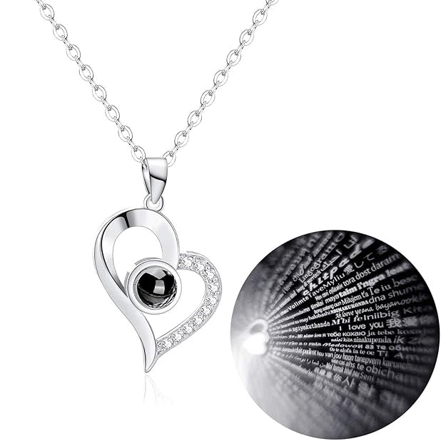 100 Languages I love you Necklace with Flower Valentine Box - Otloubnow