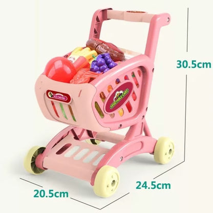 Shopping cart with plastic food