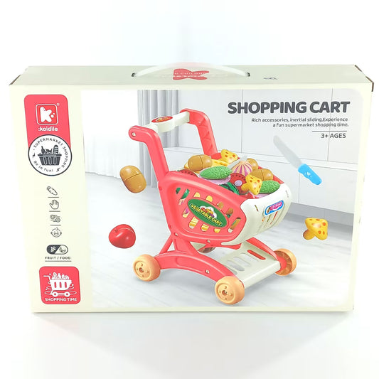 Shopping cart with plastic food