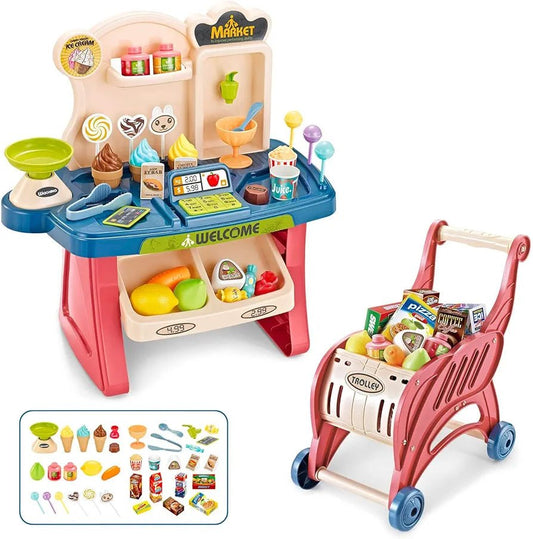 2 in 1 supermarket and trolley set - Otloubnow