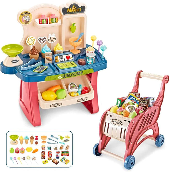 2 in 1 supermarket and trolley set - Otloubnow