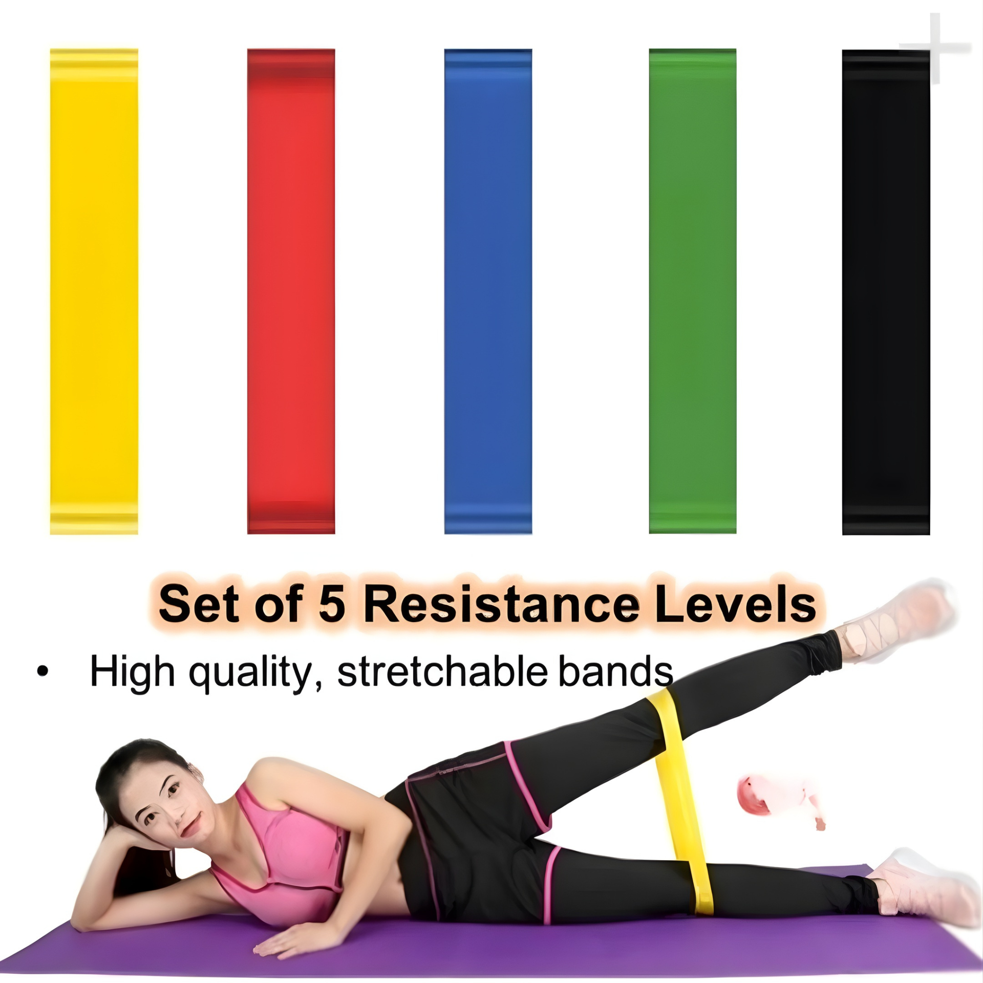 TOPELE Resistance Loop Bands Set – 5 Levels (10-50 Lbs) For Home Fitness & Therapy