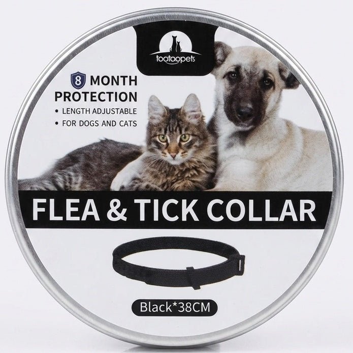 Adjustable Flea & Tick Prevention Collar – 38cm Black - Otloubnow