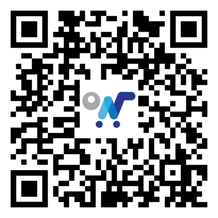 QR code with a logo in the center on a white background