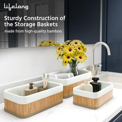 Bamboo and fabric baskets set - Otloubnow