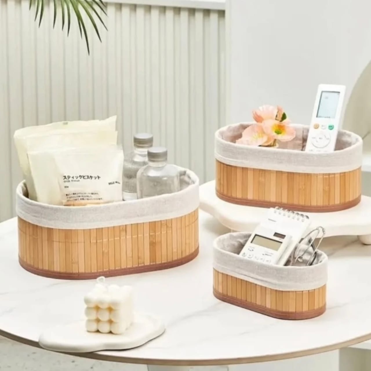 Bamboo and fabric baskets set - Otloubnow