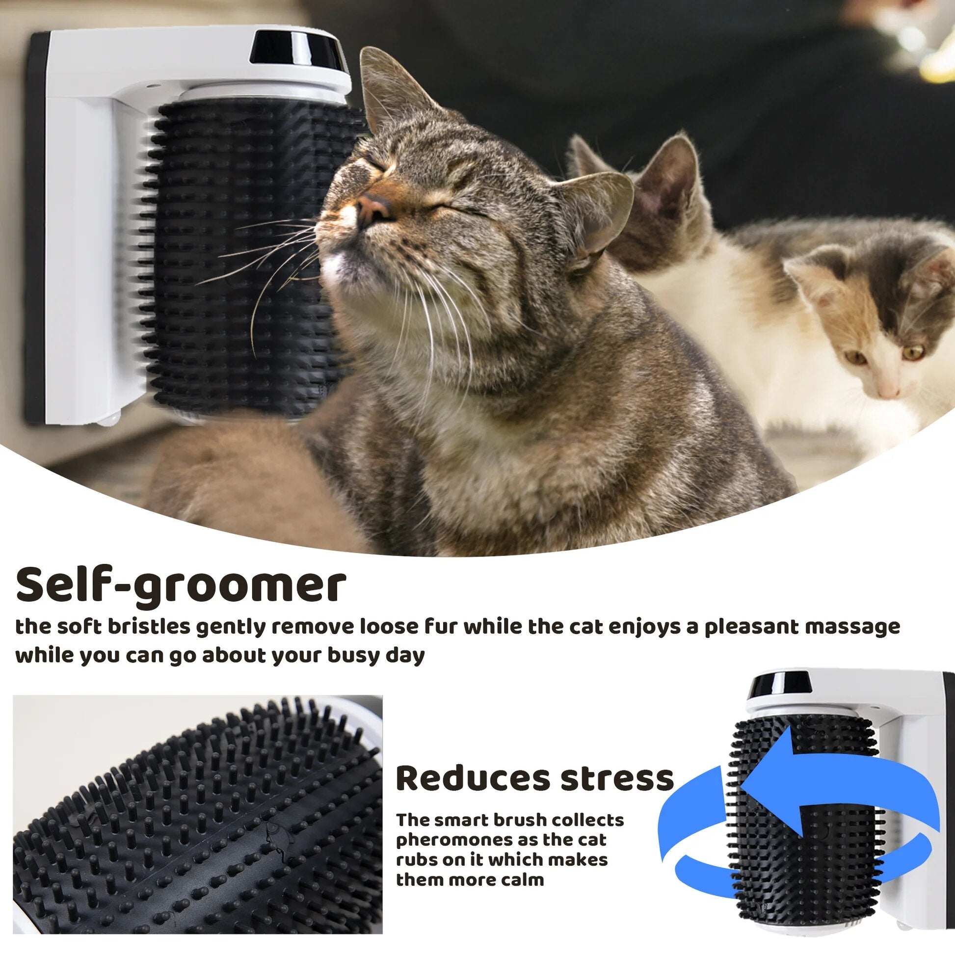 Cat Massage Smart Brush - Self - Cleaning Slicker - Otloubnow