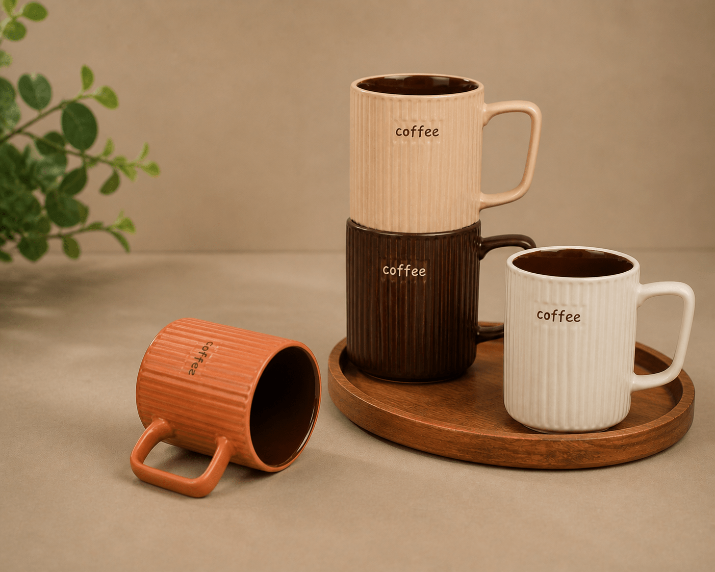 Ceramic coffee mugs - set of 4 - Otloubnow