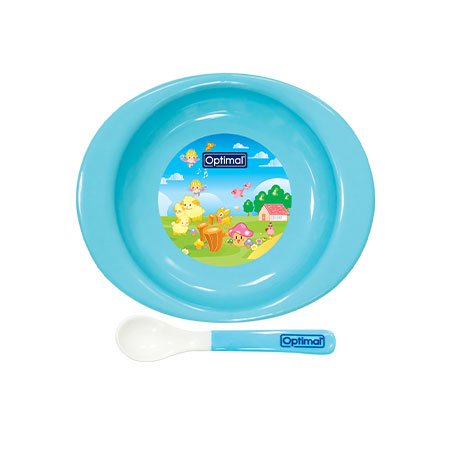Feeding Plate With Silicone tip spoon (4m+) - Otloubnow