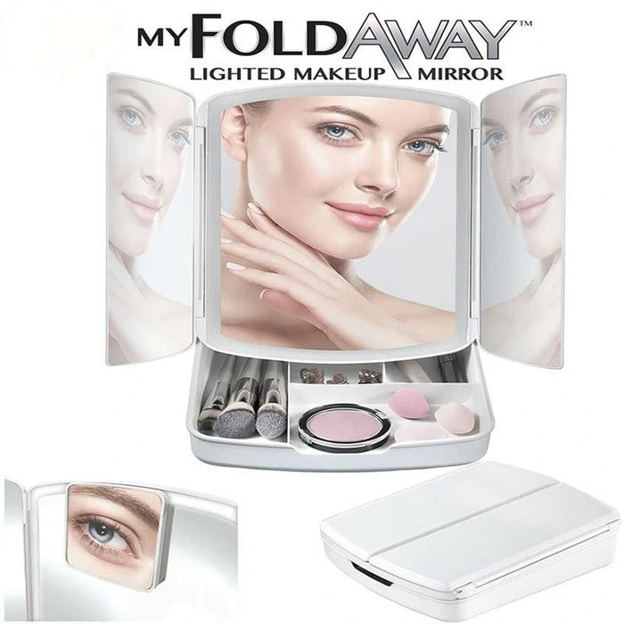 Foldable mirror with makeup storage - Otloubnow