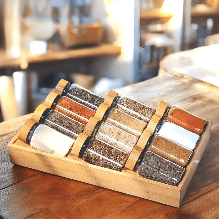 Gebe bamboo rack with 12 jars - Otloubnow