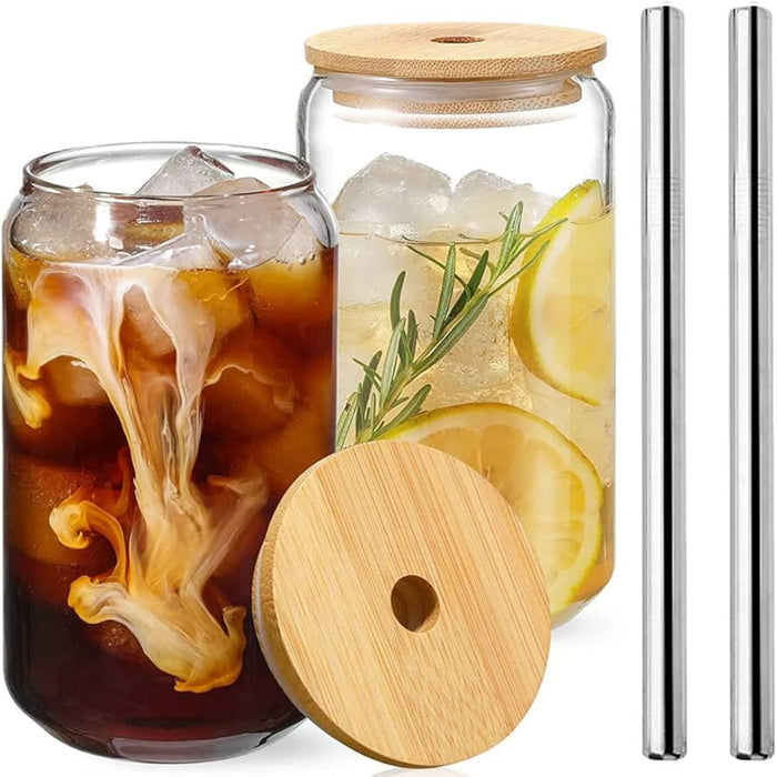 Glass Drink Can with Straw - Otloubnow