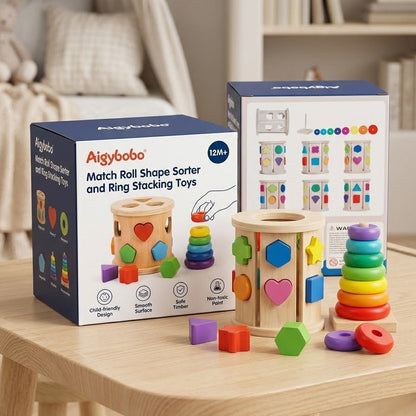 Montessori shape sorter and ring stacking - Otloubnow