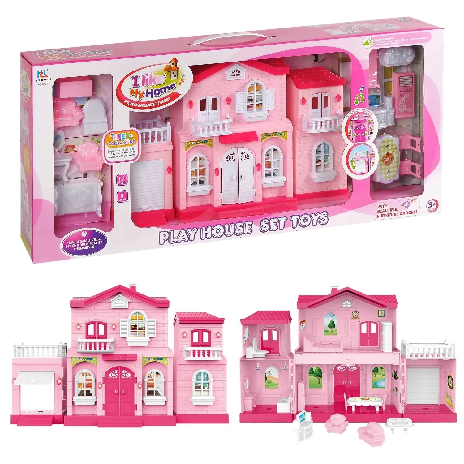 Plastic dollhouse with accessories - Otloubnow