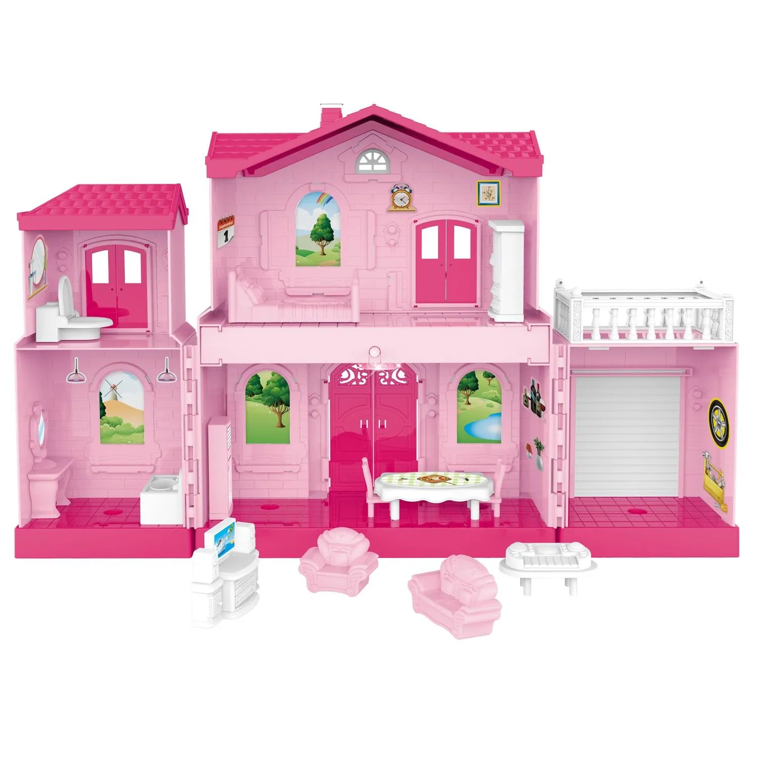 Plastic dollhouse with accessories - Otloubnow