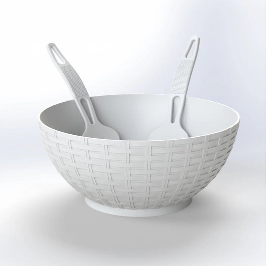 Plastic salad bowl with spoon and fork - Otloubnow