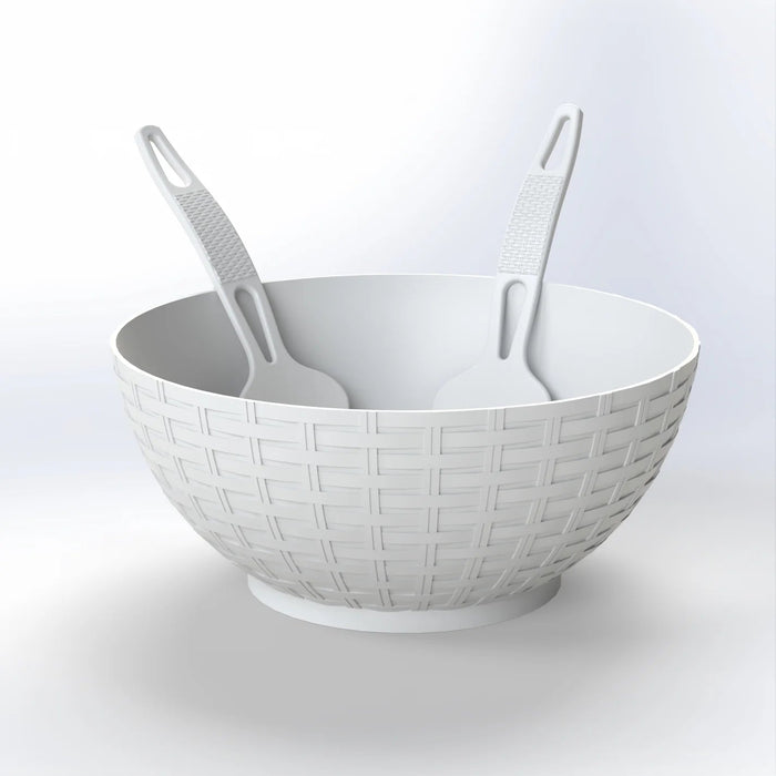 Plastic salad bowl with spoon and fork - Otloubnow