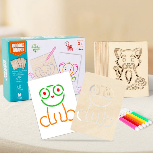 Reusable wooden doodle board set - Otloubnow