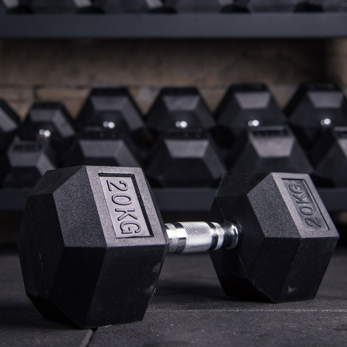 1 piece Hexagon rubber coated dumbbells