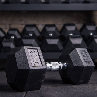 1 piece Hexagon rubber coated dumbbells