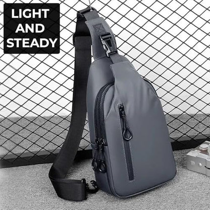 Grey waterproof sling bag