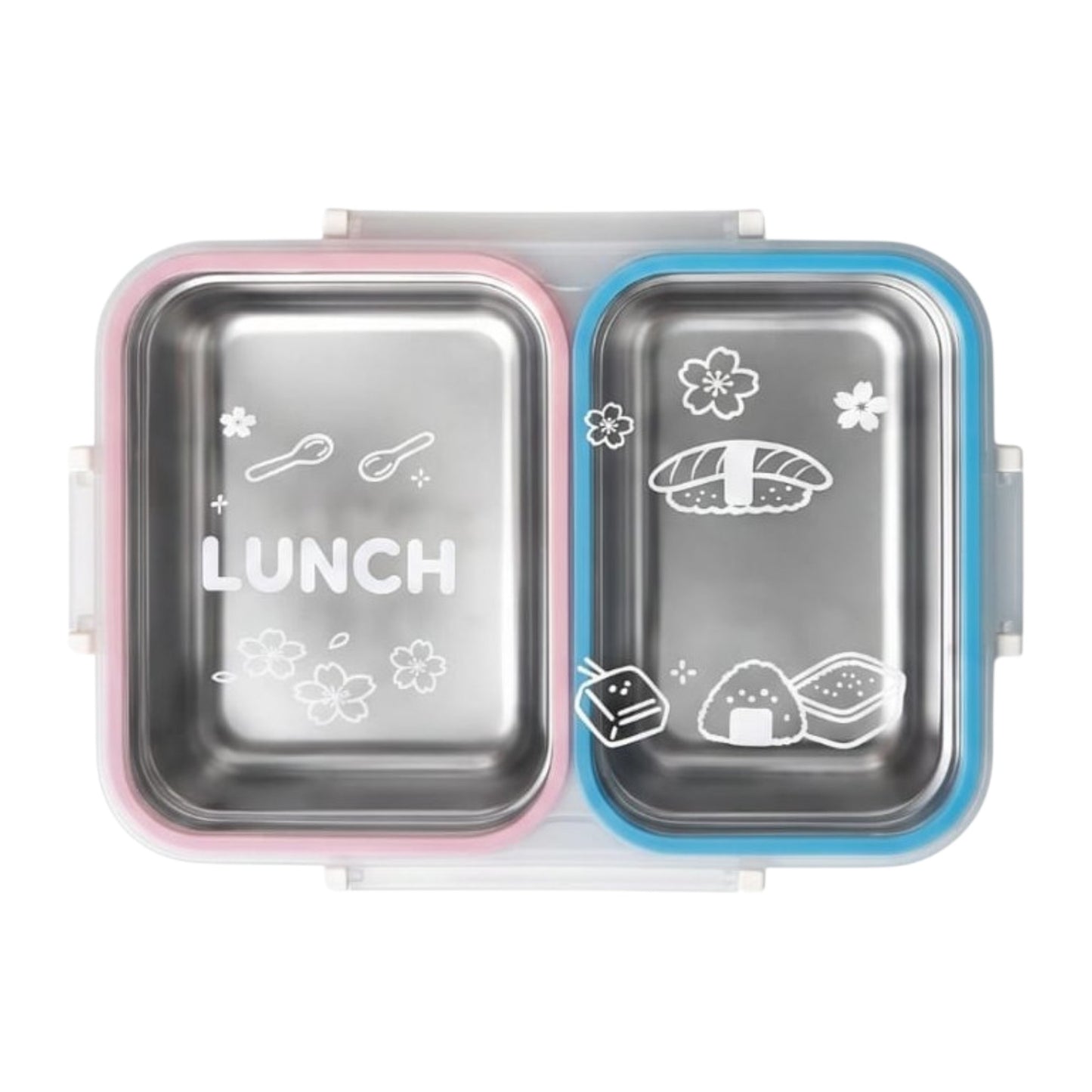 Stainless steel lunch box with transparent lid