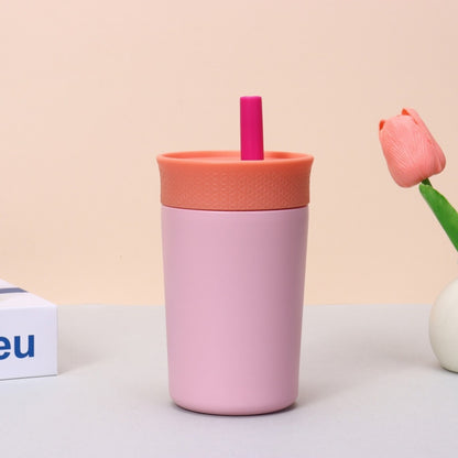 Stainless steel thermal cup with straw
