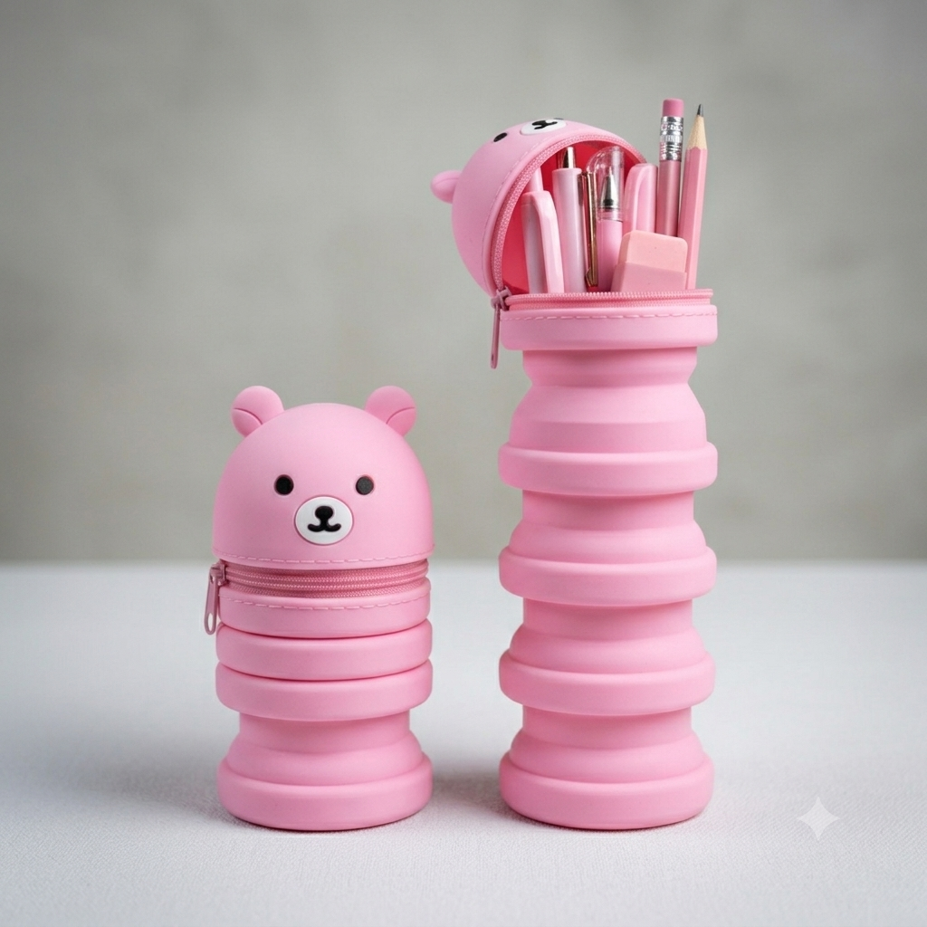 Silicone pencil case - pink