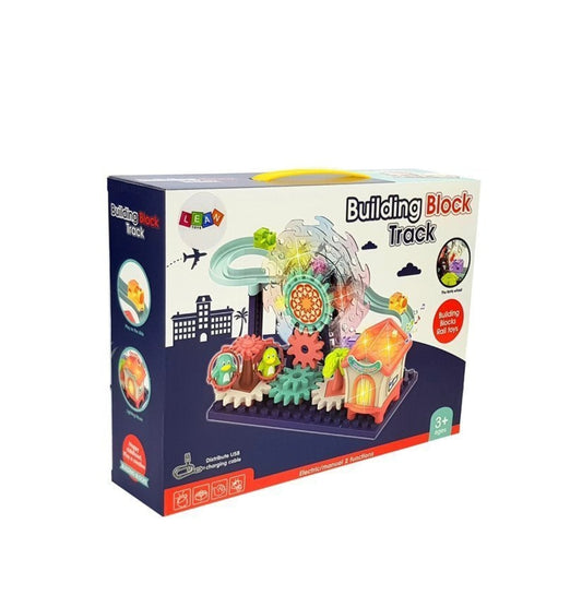 Building block track with ferris wheel