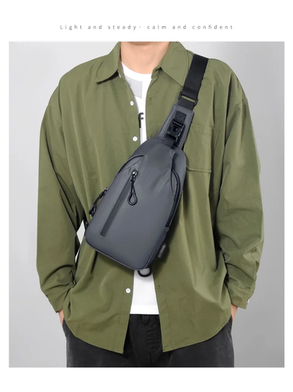 Grey waterproof sling bag