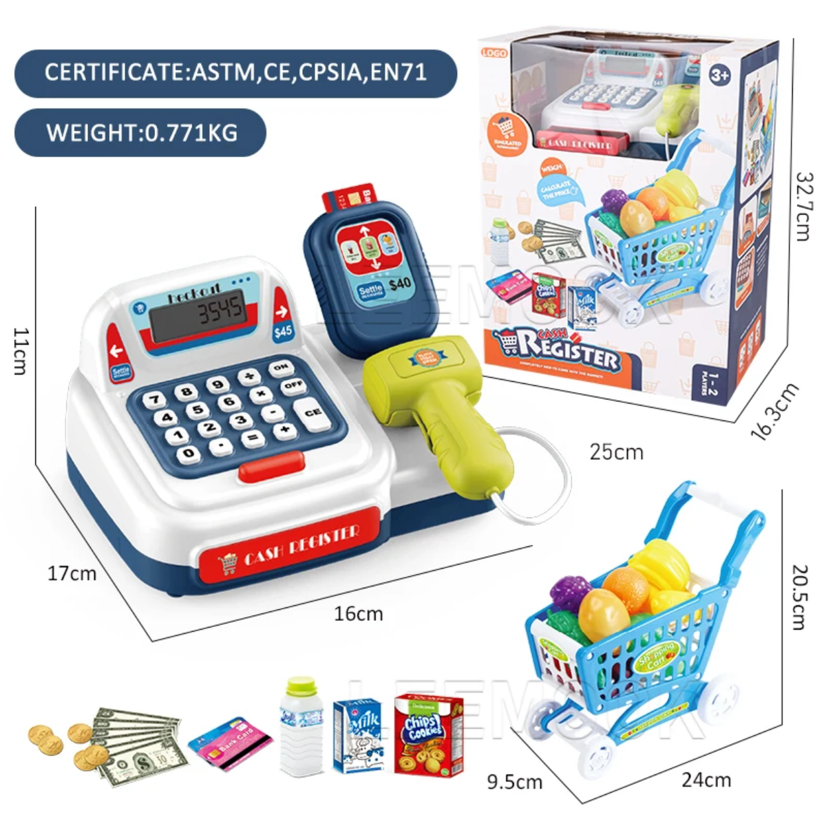 Cash register and trolley set