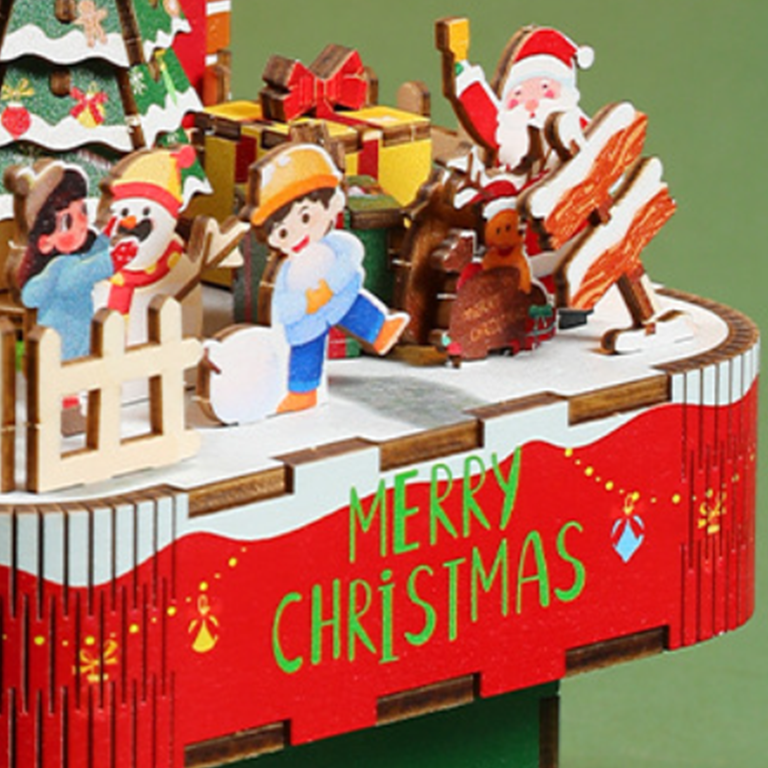 Christmas scene music box and 3D puzzle