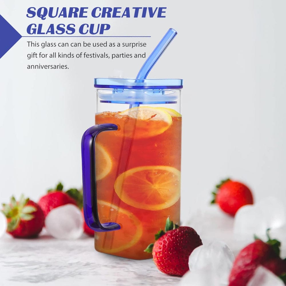 Square glass cup with straw - Otloubnow