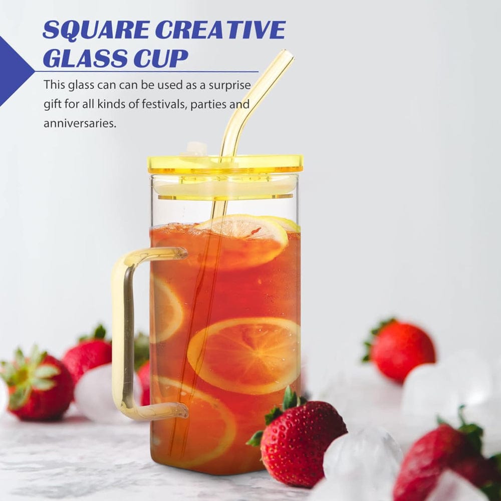 Square glass cup with straw - Otloubnow