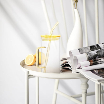 Square glass cup with straw - Otloubnow