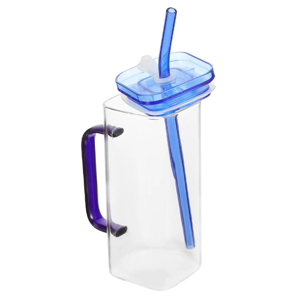 Square glass cup with straw - Otloubnow