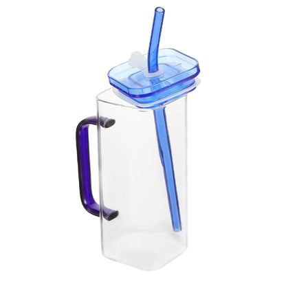 Square glass cup with straw - Otloubnow