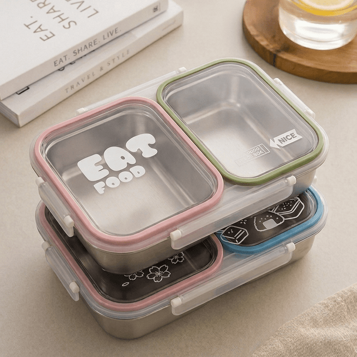 Stainless steel lunch box with transparent lid - Otloubnow