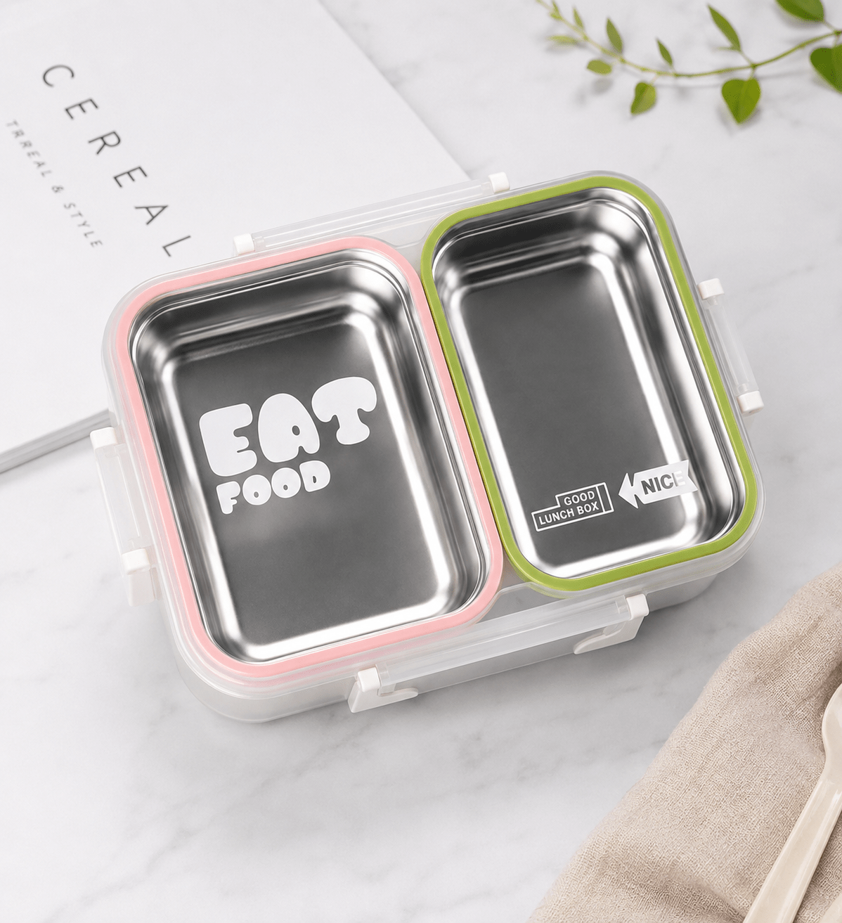Stainless steel lunch box with transparent lid - Otloubnow
