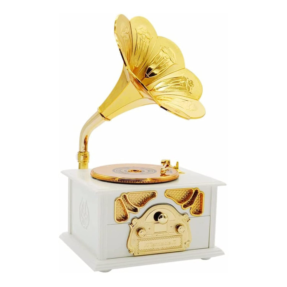 Vintage gramophone music box - 23 cm WHITE - Otloubnow