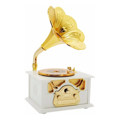 Vintage gramophone music box - 23 cm WHITE - Otloubnow
