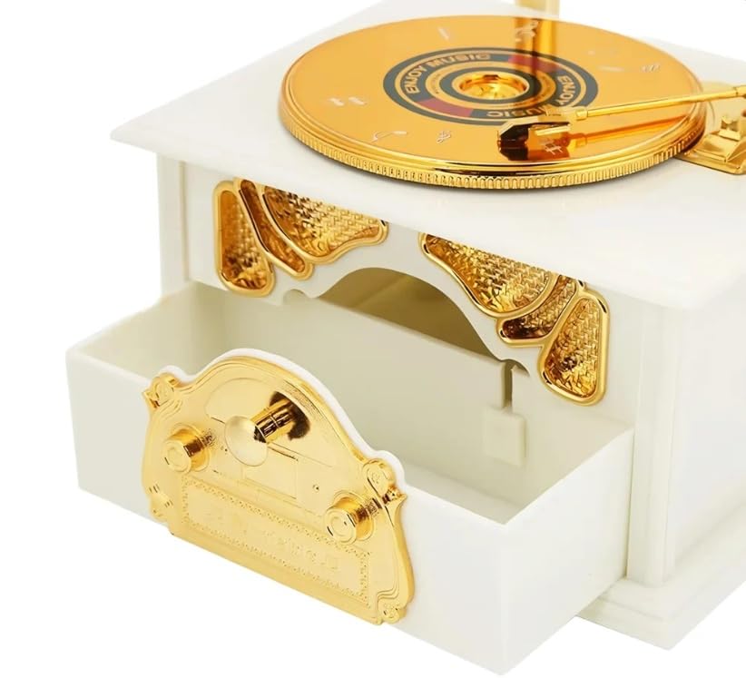 Vintage gramophone music box - 23 cm WHITE - Otloubnow
